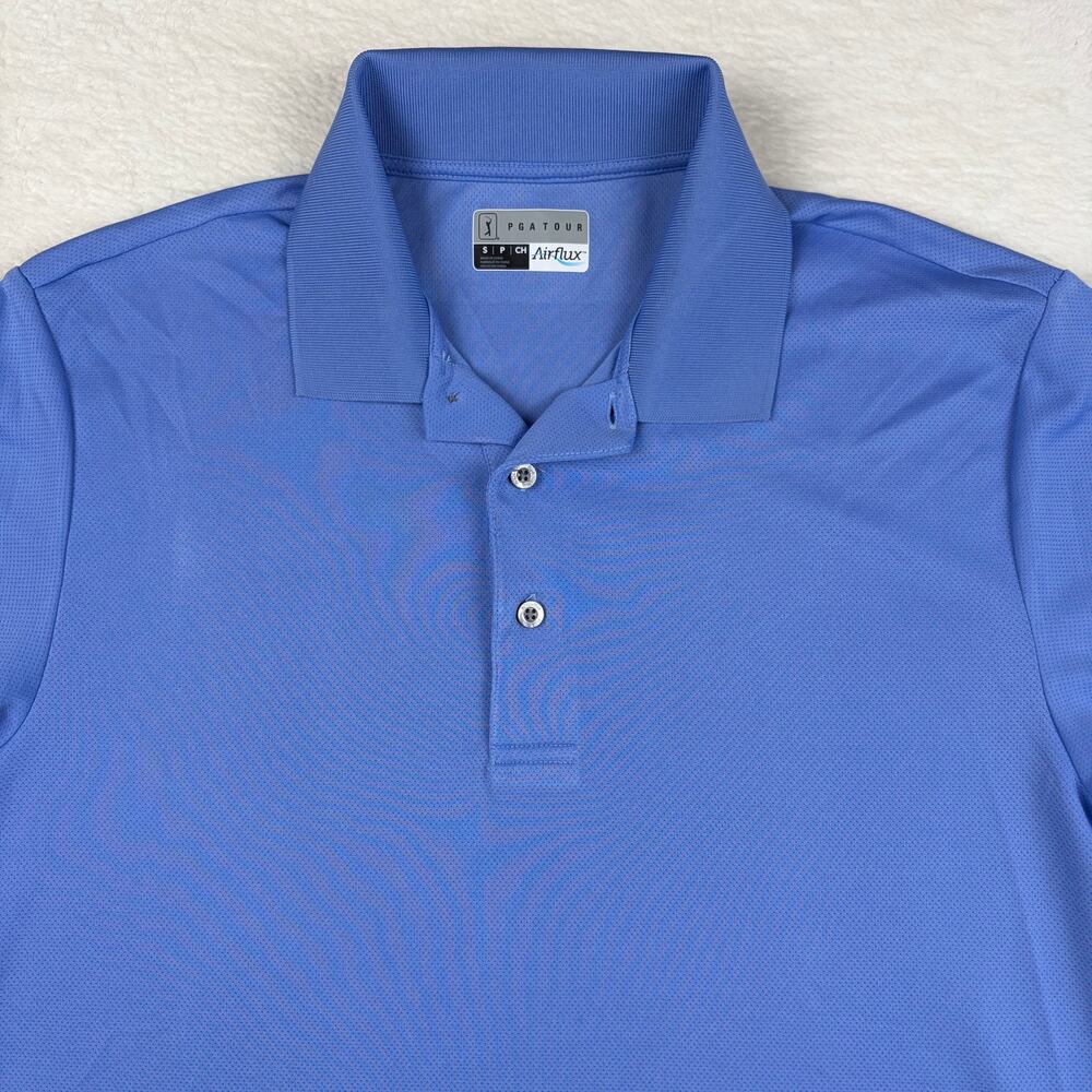 PGA TOUR Airflux Men’s Small Blue Golf Polo Shirt Performance Short Sleeve